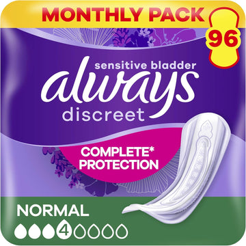 Always Discreet Incontinence Pants Women, Normal, 72 Moderate Absorbency Pads (6 X 12) Odour Lock, Saving Pack, For Sensitive Bladder
