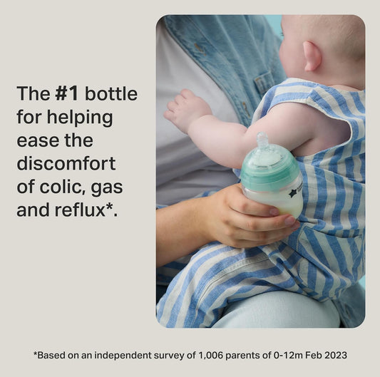 Tommee Tippee Advanced Anti-Colic 12 Piece Set, 5 Oz And 9 Oz Bpa Free Bottles, Newborn 0+ Months, Includes Slow & Medium-Flow Breast-Like Nipples And Bottle Handles And Cleaning Brush