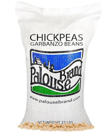 Dried Chickpeas | Garbanzo Beans Dry | 25 Lbs Bulk | Family Farmed In Washington State | 100% Desiccant Free | Sproutable | Non-Gmo Project Verified | Kosher | Poly Bag