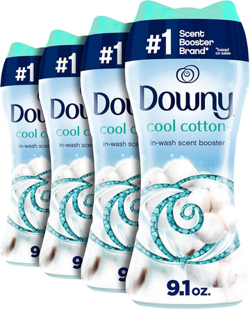 Downy In-Wash Laundry Scent Booster Beads, Cool Cotton, 9.1 Oz (Pack Of 4)