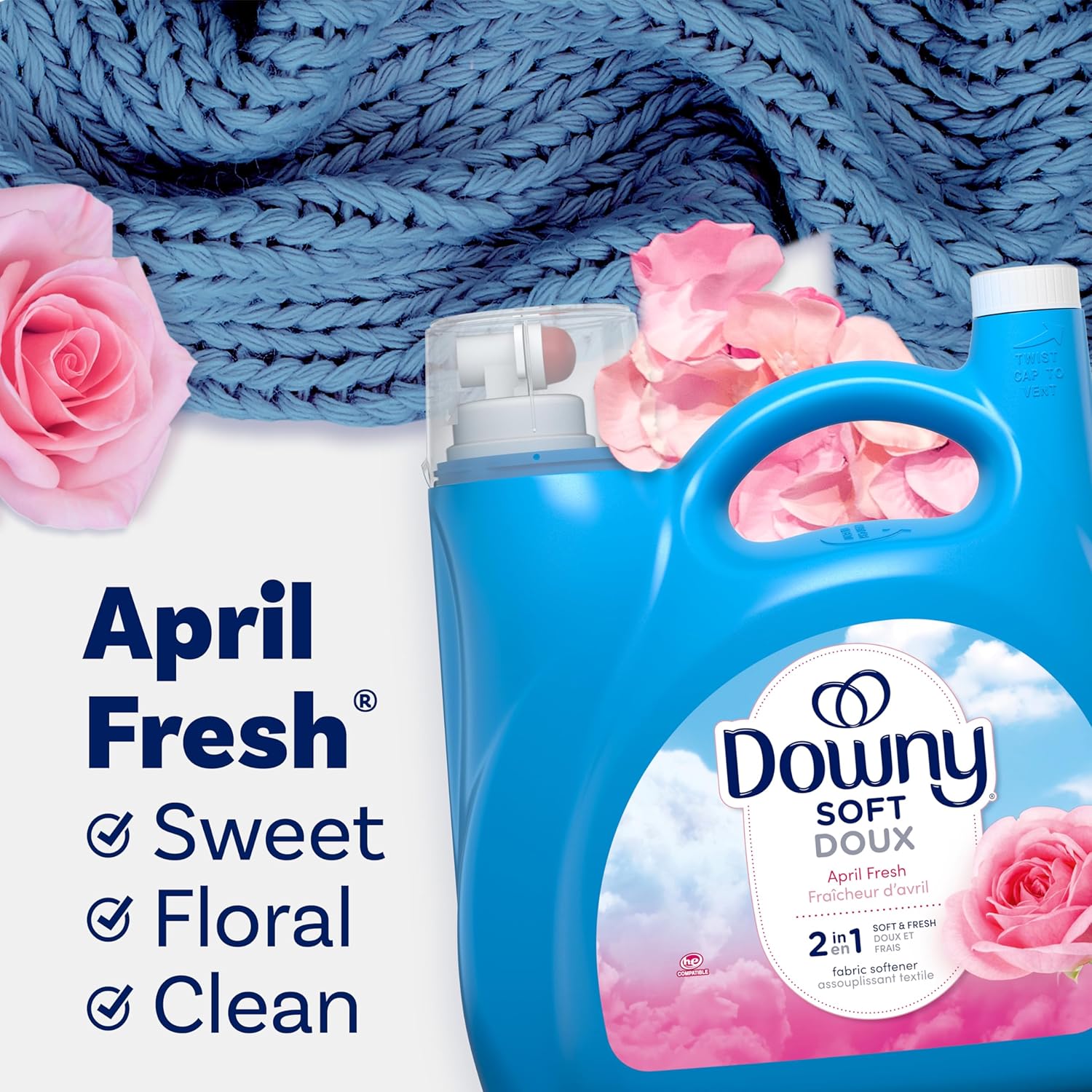 Downy Fabric Softener Liquid, April Fresh Scent, 140 Fl Oz, 190 Loads, He Compatible