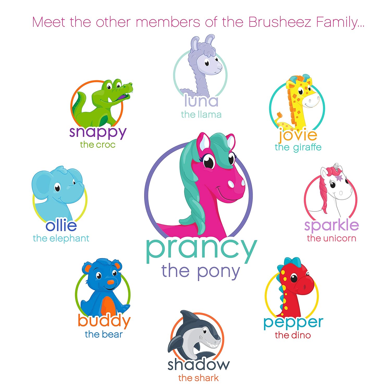 Brusheez® Electronic Toothbrush Replacement Brush Heads 2 Pack (Prancy The Pony) : Health & Household