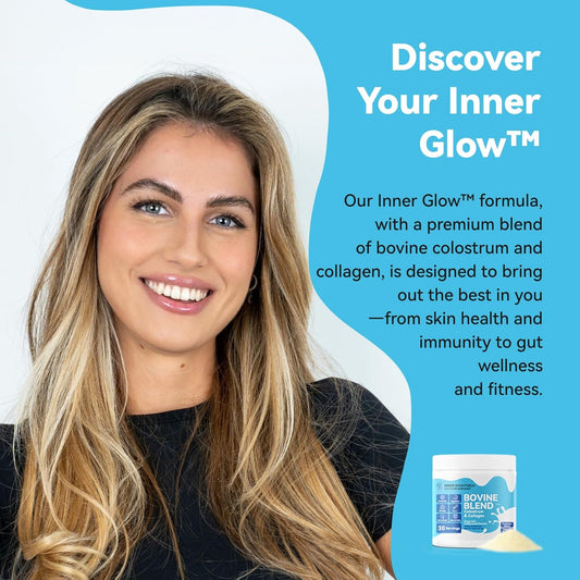 Bovine Colostrum & Collagen Powder For Gut Health, Immune Support, Hair Growth & Beauty Supplement, Sugar Free – Igg, Probiotics, Vitamin B12, C, D3 – Unflavored, 30 Servings