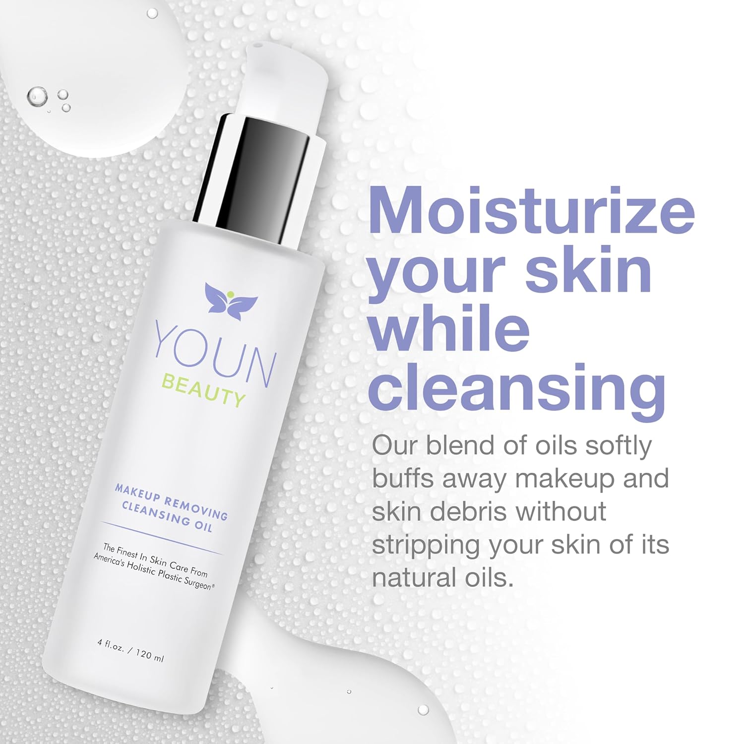 Youn Beauty Makeup Removing Cleansing Oil By Holisitic Plastic Surgeon Dr. Anthony Youn | Hydrating Cleanser With Grape Seed, Sunflower & Rose Hip Oils | For All Skin Types, 120 Ml : Beauty & Personal Care