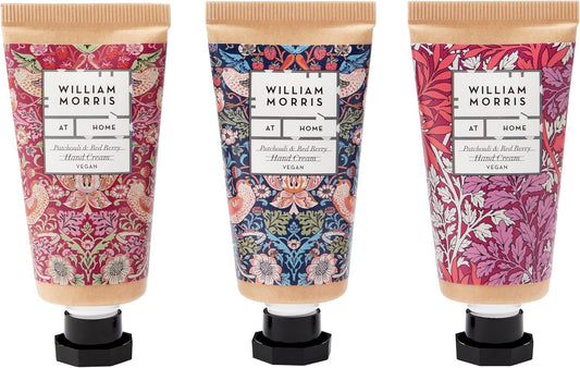 William Morris At Home Patchouli & Red Berry Hand Cream Gift Set | Enriched With Shea Butter & Essential Oils | Travel Friendly Sizes | 3 X 30Ml