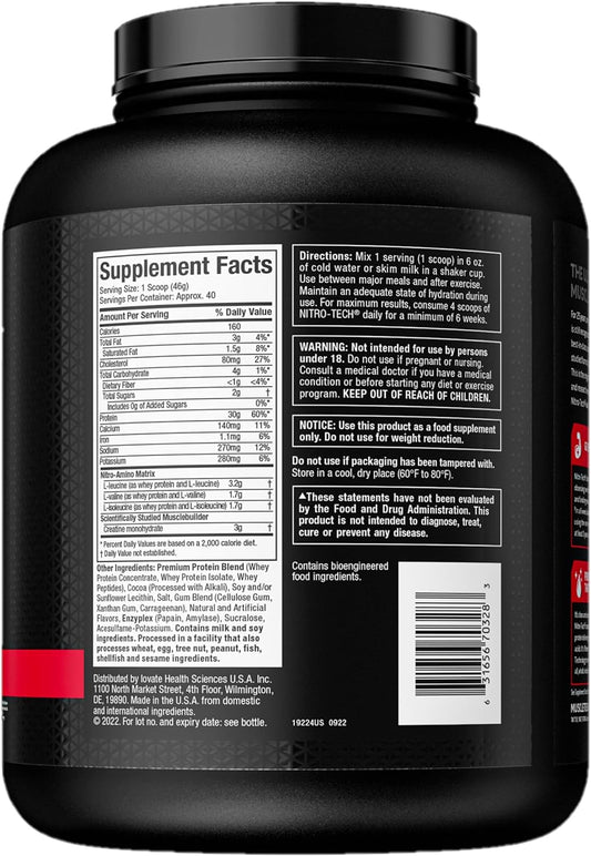 Whey Protein Powder | Muscletech Nitro-Tech Whey Protein Isolate & Pep