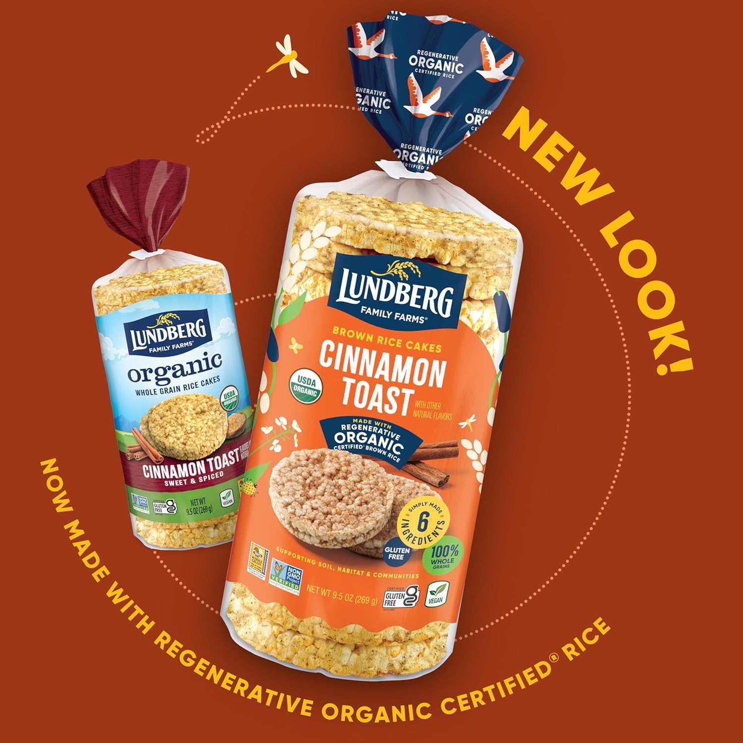 Lundberg Rice Cakes, Organic Cinnamon Toast, 6-Pack – Regenerative Organic Certified Rice Cakes, Healthy Snacks, Gluten-Free & Vegan, 9.5 Oz Ea : Grocery & Gourmet Food