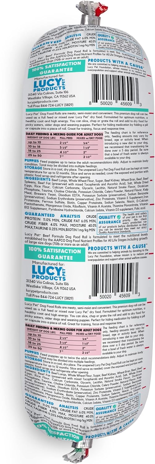 Lucy Pet Products Lucy Pet Beef Formula Dog Food Rolls