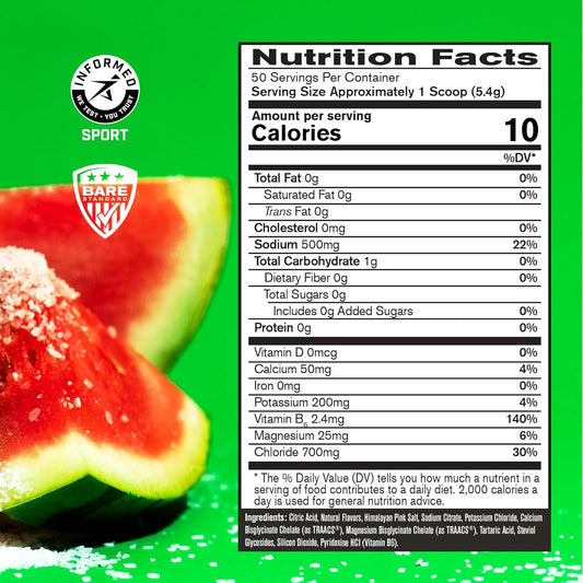 Bare Performance Nutrition, Bpn Electrolytes Hydration Drink Mix, No Sugar, Keto, Salted Watermelon