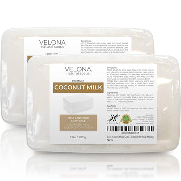 velona 2LB + 2LB - Coconut Milk Glycerin Soap Base SLS/SLES Free | Melt and Pour | Natural Bar for The Best Result for Soap Making