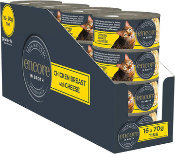 Encore 100% Natural Wet Cat Food, Chicken Breast With Cheese In 70 G Tins (Pack Of 16)Enc4005