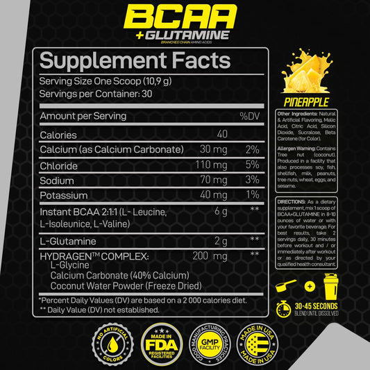 Forzagen Bcaas Amino Acids Powder With Glutamine Bcaa Powder, Branched Chain Amino Acids Supplements Powder, Bcaa Lean Energy Pre Workout - Post Workout Muscle Recovery Powder, 30 Servings