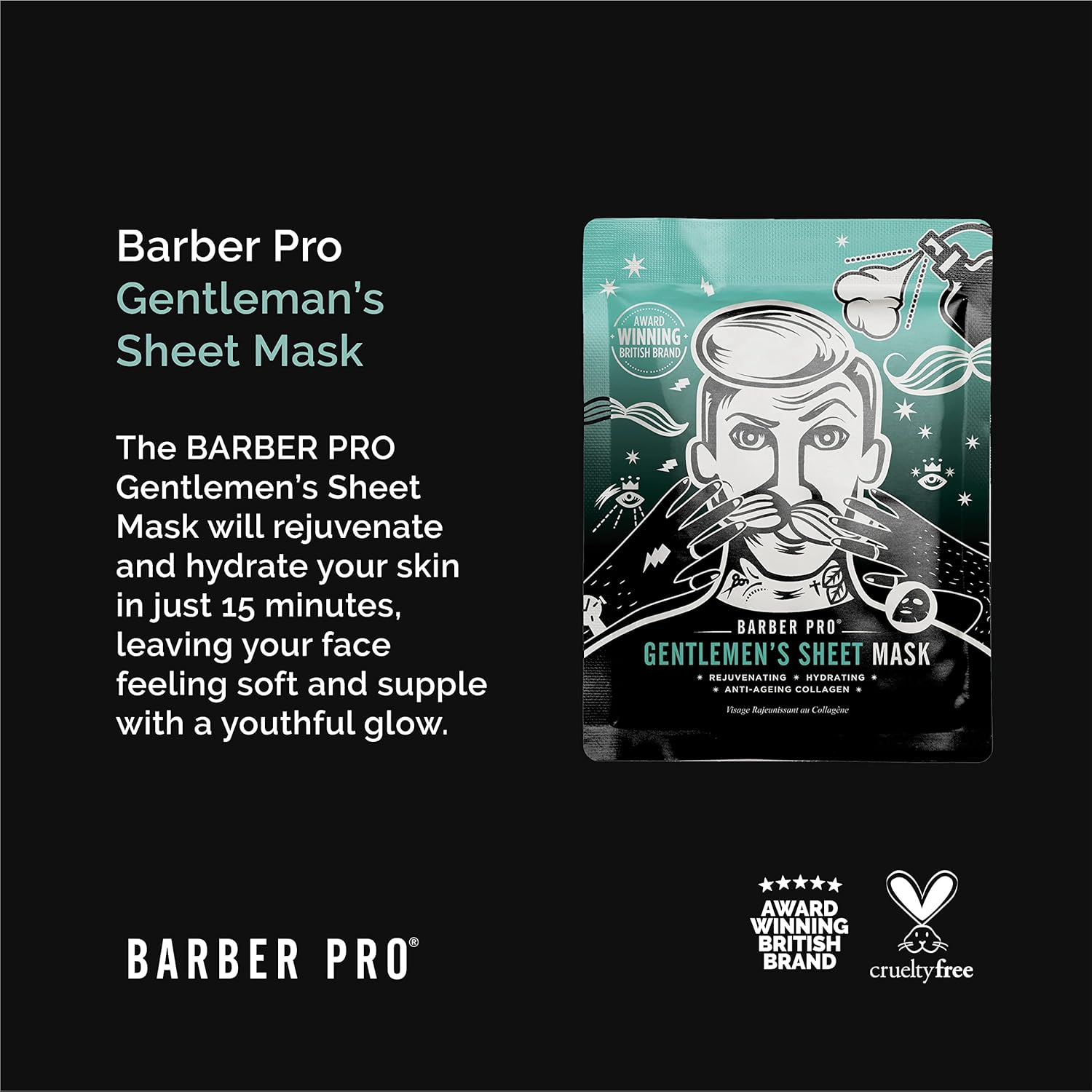BARBER PRO Skin Revival Mens Pamper Kit 4-in-1 Under Eye Mask Peel Off Putty & 2 Face Masks Rejuvinate Hydrate Soothe Tired Eyes Cleanse Pores Multi Award Winning Brand : Amazon.co.uk: Beauty