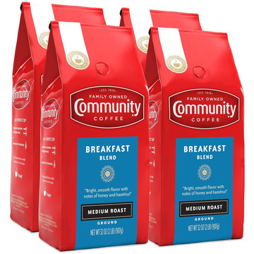 Community Coffee Breakfast Blend Ground Coffee, Medium Roast, 32 Ounce (Pack Of 4)
