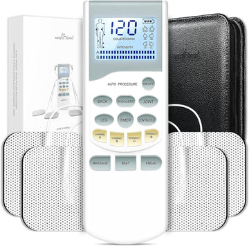 Easy@Home Rechargeable Tens Unit Professional Grade Electronic Pulse Massager - Backlit Lcd Display, Leather Storage Bag, Powerful Pulse Intensity, 510K Cleared, Fsa Eligible Otc Home Use, Ehe012Pro