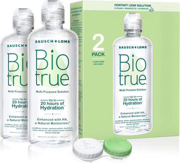 Biotrue Contact Lens Solution, Multi-Purpose Solution For Soft Contact Lenses, Lens Case Included, 10 Fl Oz (Pack Of 2)