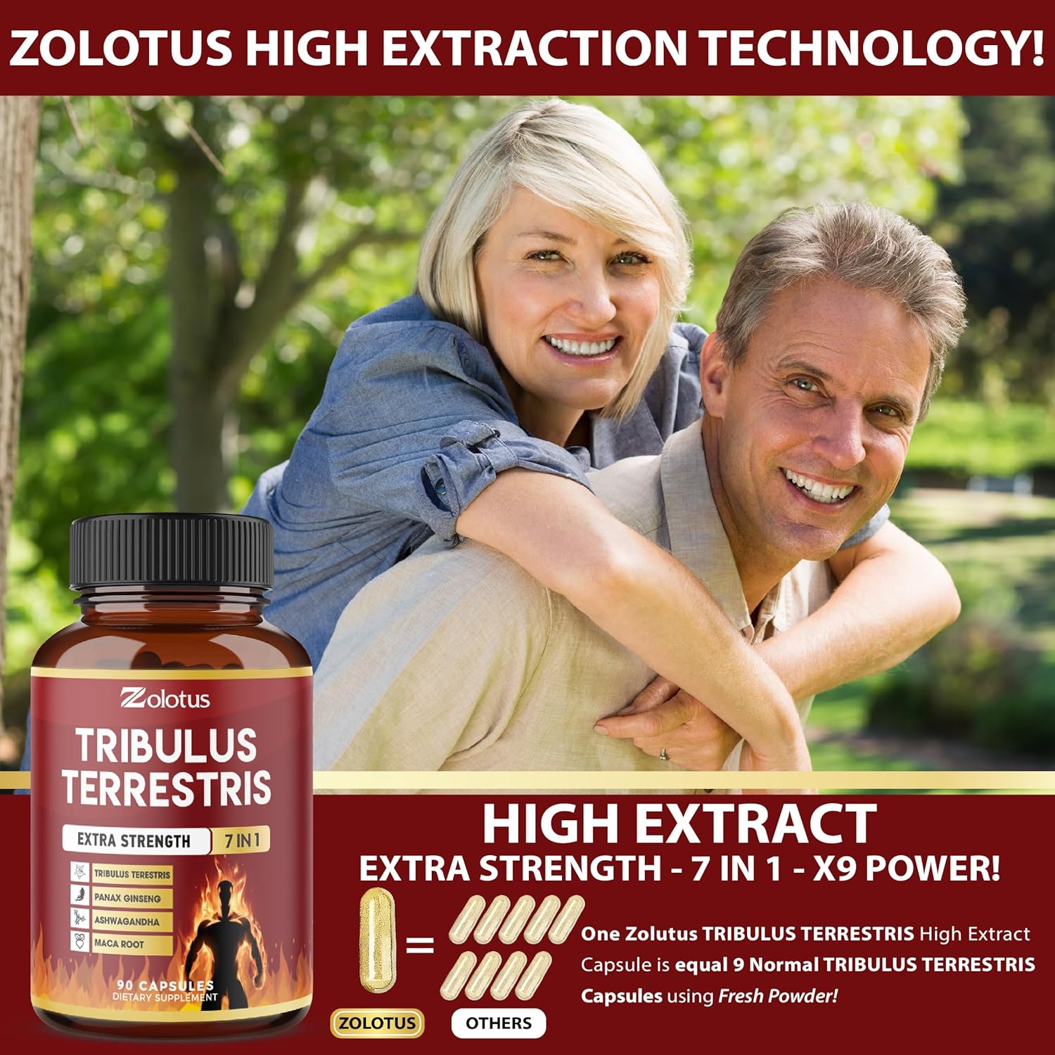 Zolotus Tribulus Terrestris, 8650mg Per Capsule, High Potency with Ashwagndha, Panax Ginseng, Saw Palmetto, Maca, Shilajit. Boost Energy, Mood, Stamina & Performance, for Men & Women, 3 Months Supply. : Health & Household
