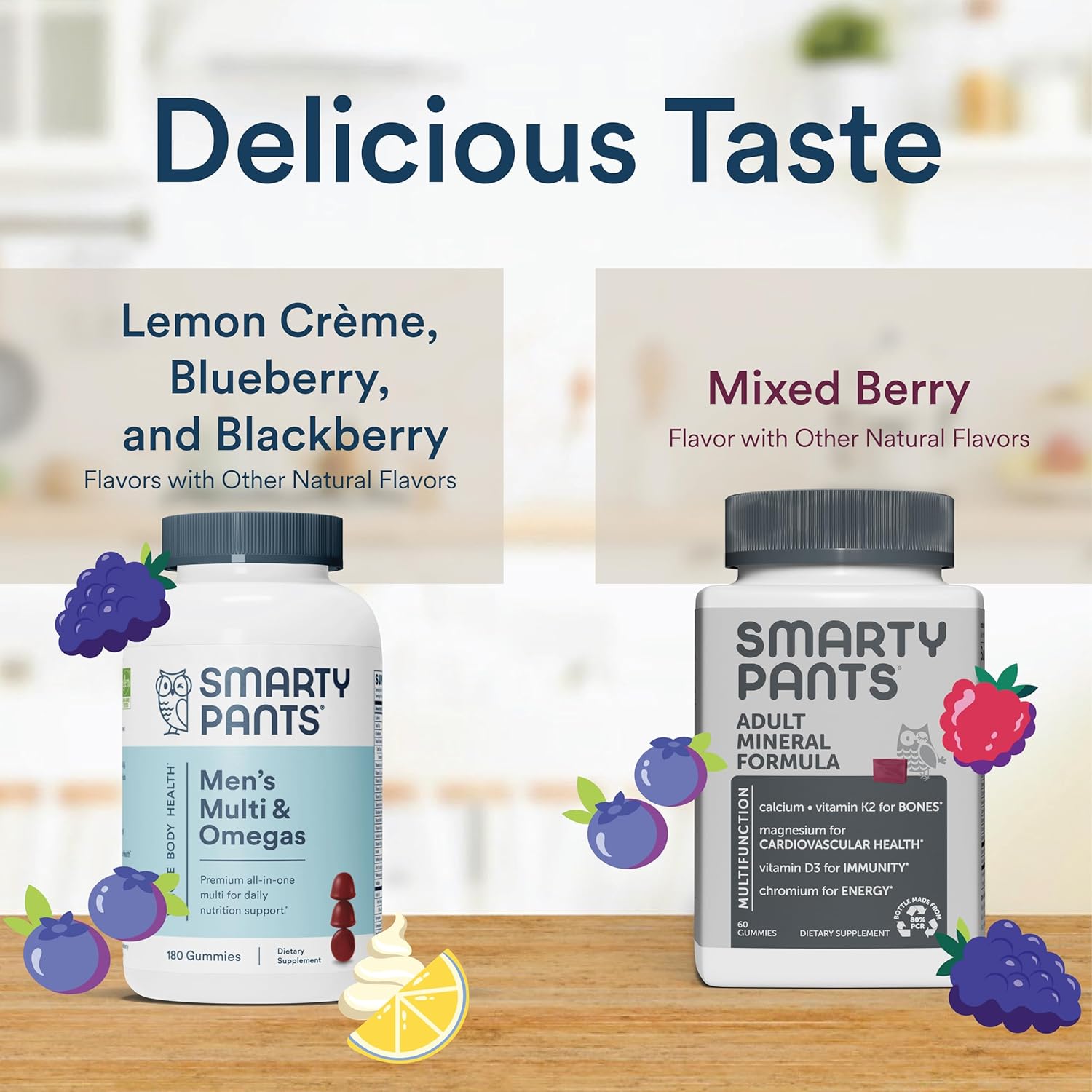 Smartypants Multivitamin For Men & Mineral Chews: Multivitamin With Omega 3 Fish Oil (Epa/Dha), Methylfolate, Coq10 And Multimineral With Magnesium Citrate & Calcium, 30 Day Supply Each