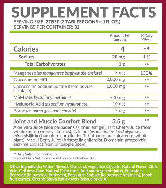 Bio Naturals Liquid Glucosamine Chondroitin Msm Pharmaceutical Grade Supplement With Hyaluronic Acid – Maximum Strength Joint Support - 32 Fl Oz
