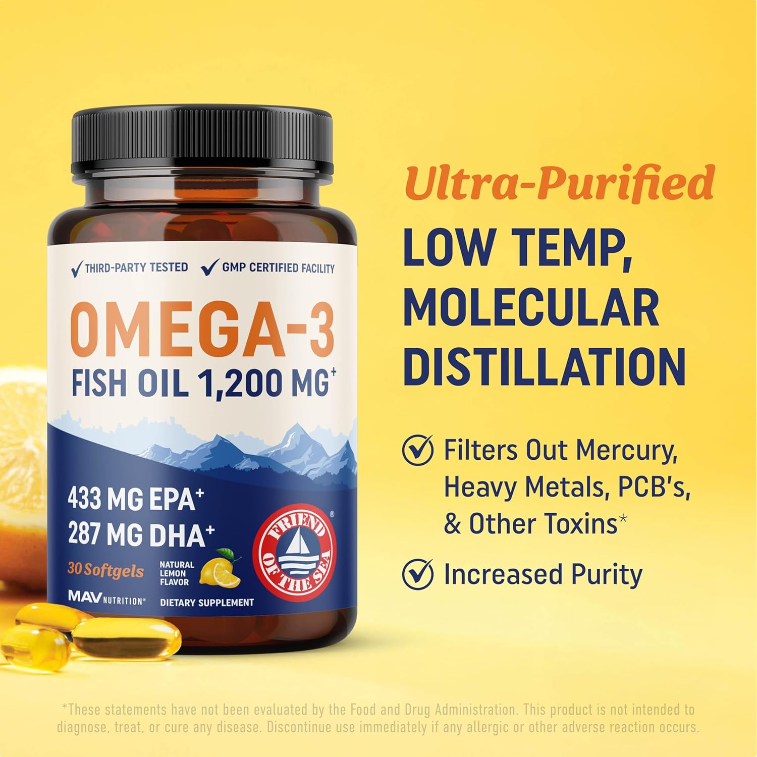 Triple Strength Omega 3 Fish Oil | 3600 Mg Epa & Dha | Over 2100Mg Of Omega 3 Fatty Acids | 1300Mg Epa + 860Mg Dha | Best Essential Fatty Acids | Premium Burpless Softgel Supplements (120 Ct) : Health & Household