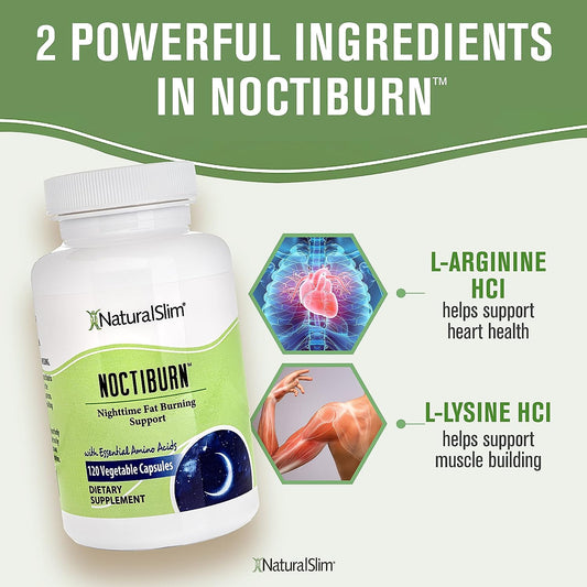 Naturalslim Noctiburn Night Fat Burning Support & Metabolism Support Supplements With Essentials Amino Acid - Nighttime Fat Burner - 120 Vegetable Capsules