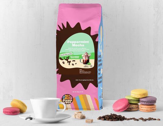 Crazy Cups Flavored Ground Decaf Peppermint Coffee, Decaffeinated Peppermint Mocha Coffee In 10 Oz Bag, For Brewing Flavored Hot Or Iced Coffee, (Pack Of 1)