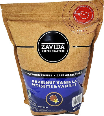 Zavida Premium Hazelnut Vanilla Whole Bean Coffee, 2 Lb
