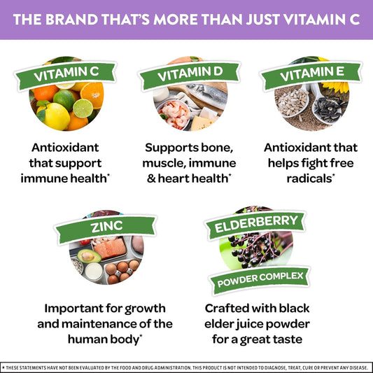 Airborne Elderberry Extract + Vitamin C 1000Mg (Per Serving) - Effervescent Tablets (20 Count In A Box), Gluten-Free Immune Support Supplement, With Vitamins A C E, Zinc, Selenium, Sugar Free