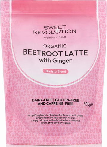 Sweet Revolution Organic Beetroot Latte With Ginger Barista Blend (1 X 500G) Catering Pack. Gluten Free, Dairy Free, Refined Sugar-Free