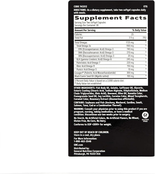 Gnc Amp Complete Omega, Supports Heart, Joint, Brain Health, 60 Count