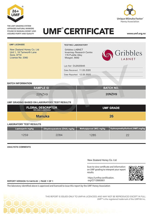 Raw Manuka Honey Bundle - New Zealand Honey Co. Umf 24+ / Umf 26+, Umf Certified / 8.8Oz
