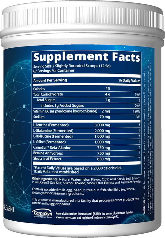 Mrm Nutrition Reload Bcaa+G Post-Workout Recovery | Watermelon Flavored | 9.6G Amino Acids | With Carnosyn® | Muscle Recovery | Keto Friendly | 840G, 67 Servings