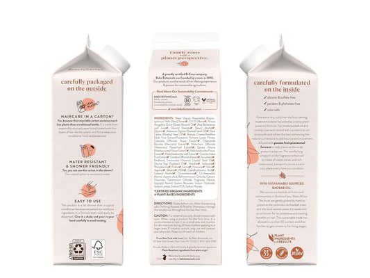 Babo Botanicals Conditioner - Color-Safe, Vegan, Plant-Based Ingredients Incl. Passion Fruit Ferment For Scalp, Cruelty-Free, Water-Resistant Carton 80% Less Plastic - Different Hair Types Available