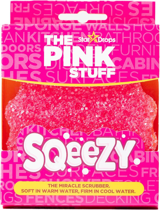 Stardrops โ The Pink Stuff โ Sqeezy Miracle Scrubber Sponge, Scratch Free Solution For Ultimate Home Cleaning - Perfect For Kitchens, Bathrooms, And Outdoor Use, 3-Pack