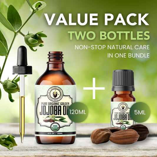 BodyJ4You Organic Jojoba Oil - Skin Care Body Moisturizing Face Wax Hair Care Healthy Nails - Cold Pressed 100% Pure Natural Non-GMO - Hexane Free Personal Care Solution - 4.22 Fl Oz