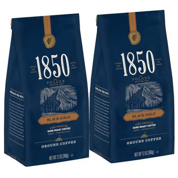 1850 Black Gold, Dark Roast Ground Coffee, 12 Ounces (Pack Of 2)