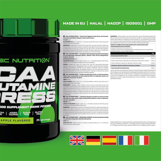 Scitec Nutrition Bcaa + Glutamine Xpress – Essential Amino Acid Blend – With 5G 2:1:1 Bcaas – 5G Glutamine – Fortified With Taurine, 300 G, Apple