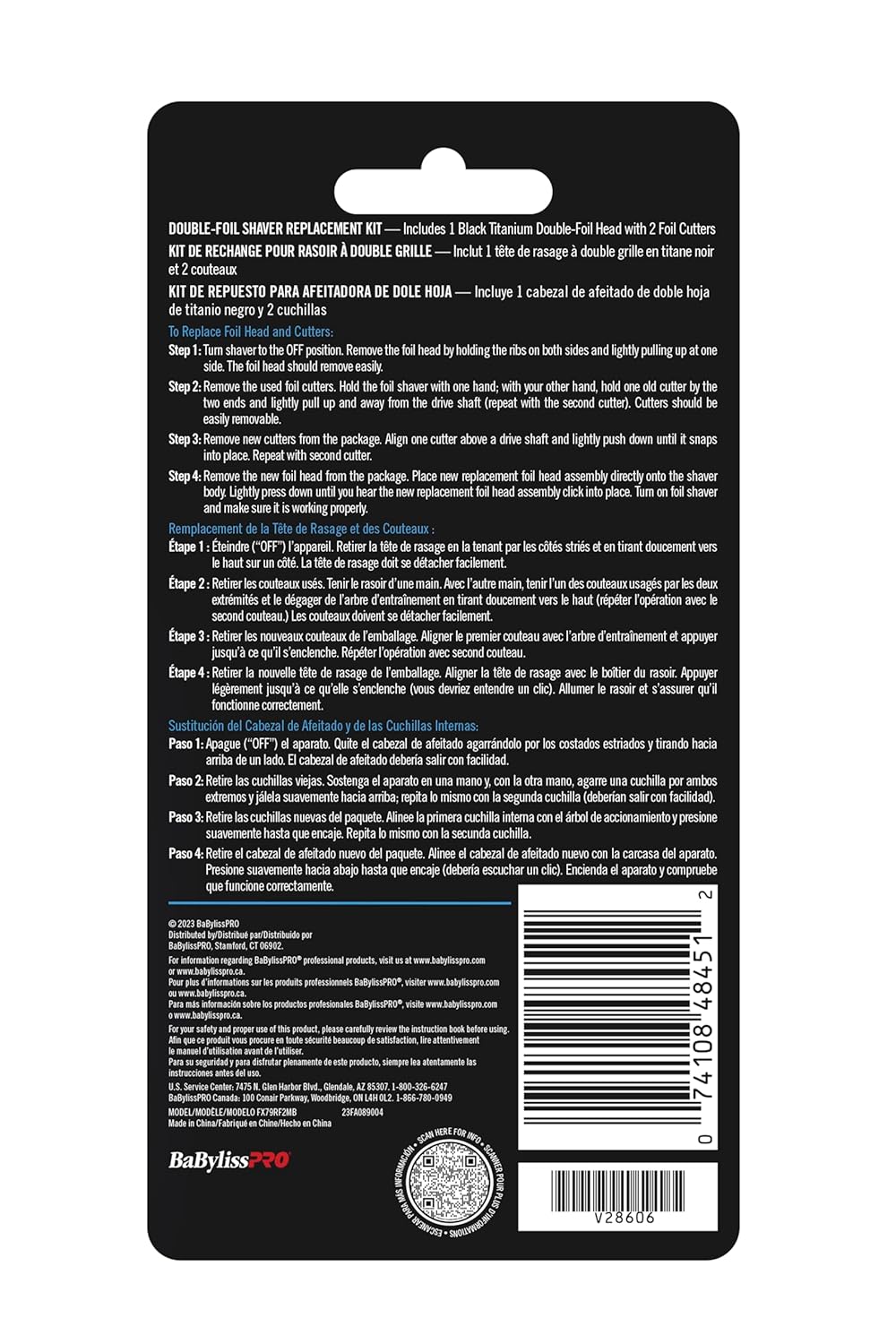 Babylisspro Fxone Blackfx Double Foil Shaver Replacement Head Black : Beauty & Personal Care