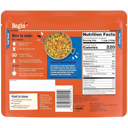 Ben'S Original Ready Rice Basmati Rice, Family Size, 17.3 Oz Pouch (Pack Of 6)