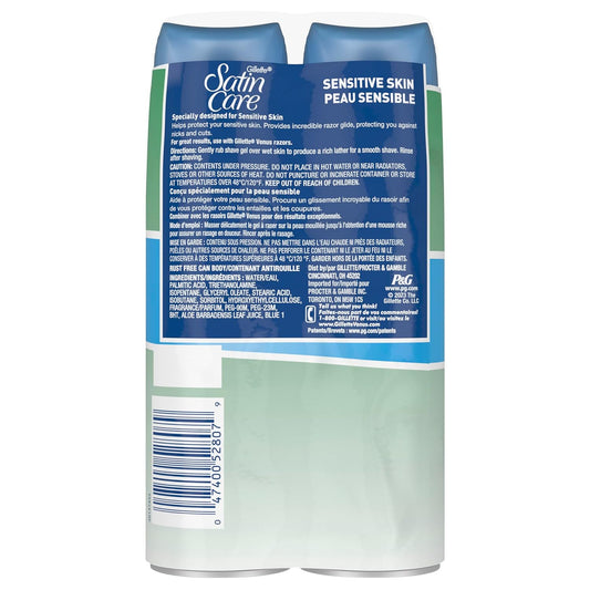Gillette Venus Satin Care Sensitive Skin Shave Gel for Women 7 ounce, 2 count