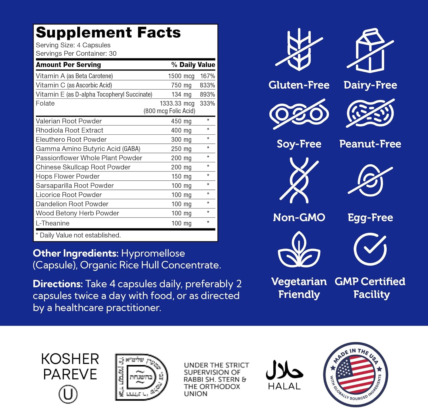 Zahler Stressmaster – Natural Relaxation & Calm Mood Support Formula – Valerian, Passionflower, Rhodiola, Gaba&L - Theanine Supplement For Women And Men – Kosher Gluten Free Non-Gmo (120Capsules) : Health & Household