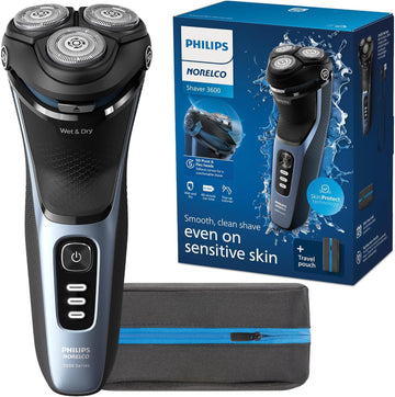 Philips Norelco Shaver 3600 Series, Wet And Dry Electric Shaver, P-Cap, Travel Pouch, Storm Blue, Model S3243/91