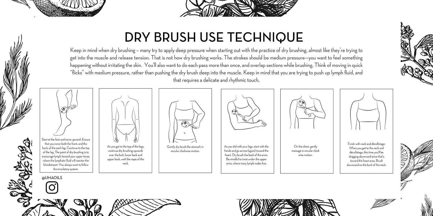 Uma Lymphatic Detox Dry Brush | Ayurvedic Self-Care Tool For Lymphatic Detox, Circulation, And Healthy Glow | Enhances Skin, Combats Toxins & Inflammation For Radiant Skin (1 Unit) : Beauty & Personal Care