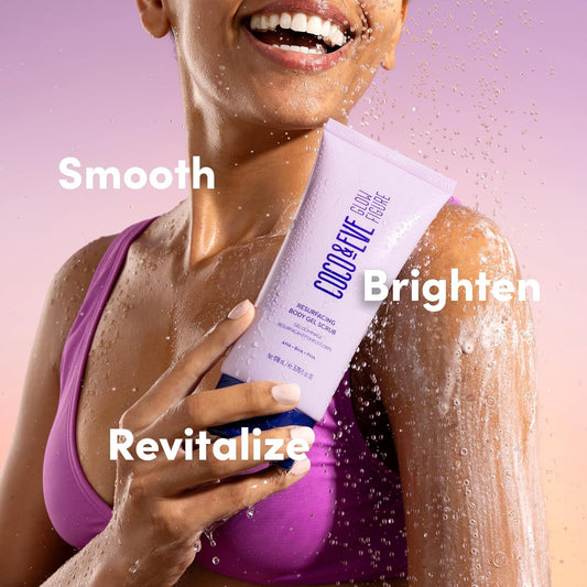 Coco & Eve Resurfacing Body Gel Scrub - Exfoliating Scrub With Aha, Bha For Smoothing, Brightening And Pre-Tan Prep. Improves Dry, Textured Skin, Uneven Tone. Suitable For Sensitive Skin. (170 Ml)
