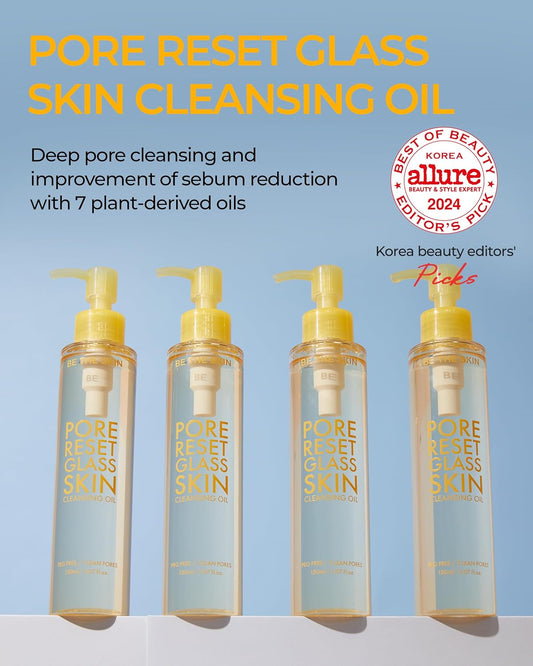 Pore Reset Glass Skin Cleansing Oil - Gentle Makeup Remover Oil For Glass Clear Skin With Plant-Derived Oils - Removes Sebum And Blackheads - For All Skin Types, 5.07 Fl.Oz