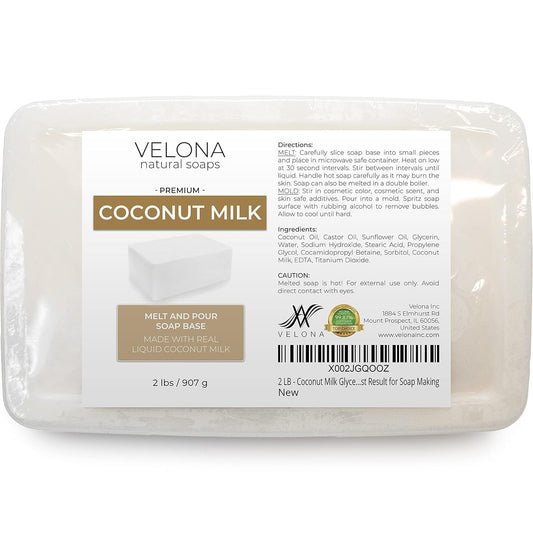 Velona 2 Lb - Coconut Milk Glycerin Soap Base Sls/Sles Free | Melt And Pour | Natural Bar For The Best Result For Soap Making