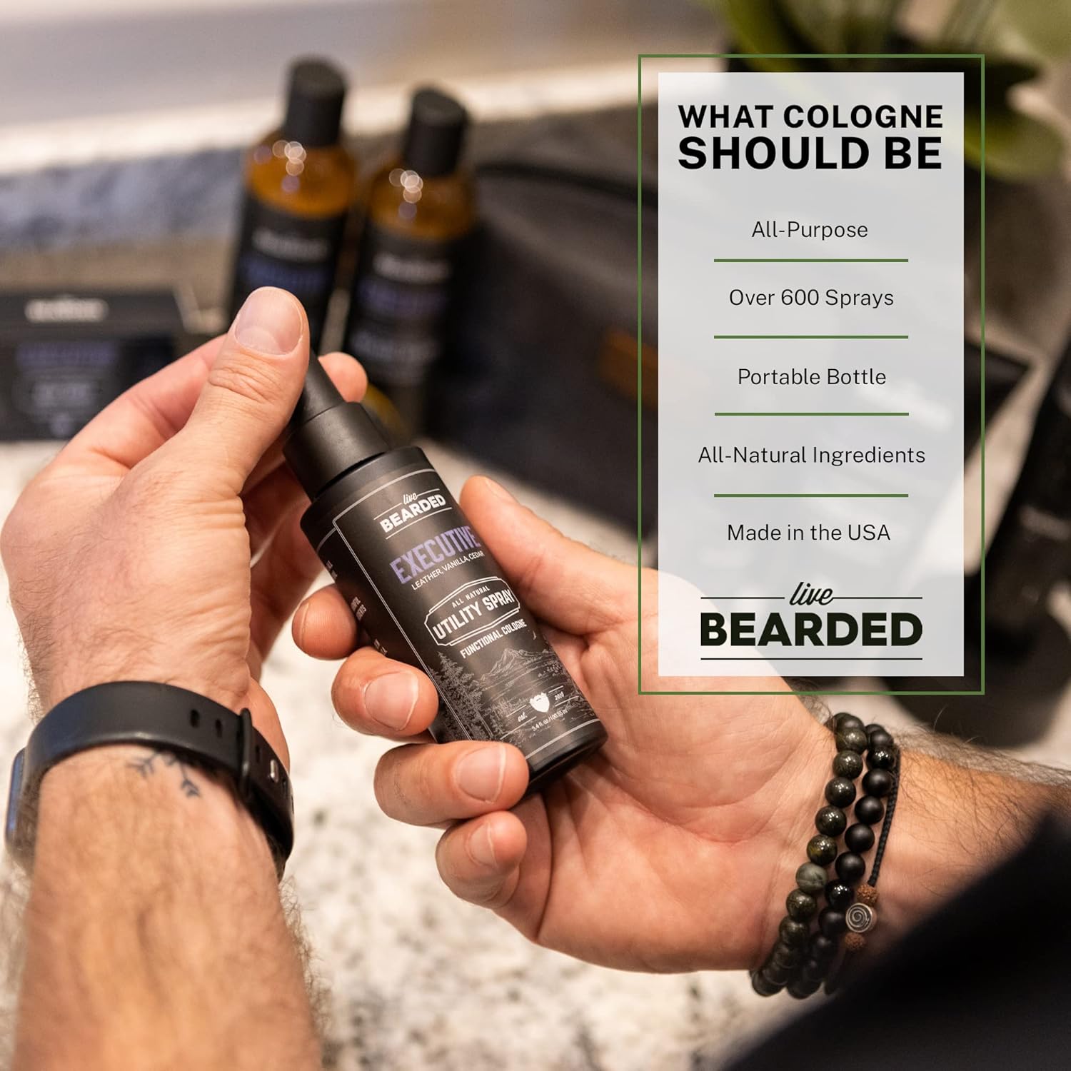 Live Bearded Utility Spray - All Purpose Cologne With Natural Fragrance - Made In The Usa - 3.4 Fl Oz Bottle | American Scent - Cedar, Vetiver, Bergamont : Beauty & Personal Care