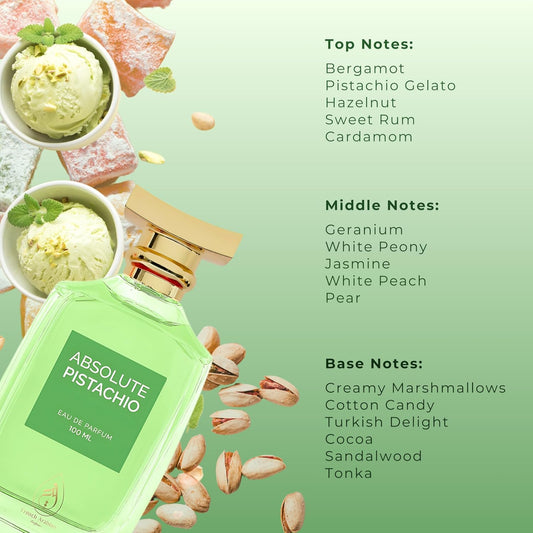 Absolute Pistachio Eau De Parfum 100Ml – Perfume For Women And Men - Gourmand Perfume Yum Pistachio Gelato Jasmine Bergamot Creamy Hazelnut