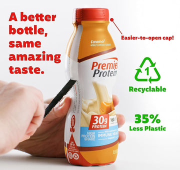 Premier Liquid Protein Shake, Caramel, 30G Protein, 1G Sugar, 24 Vitamins & Minerals, Nutrients To Support Immune Health 11.5 Fl Oz Bottle