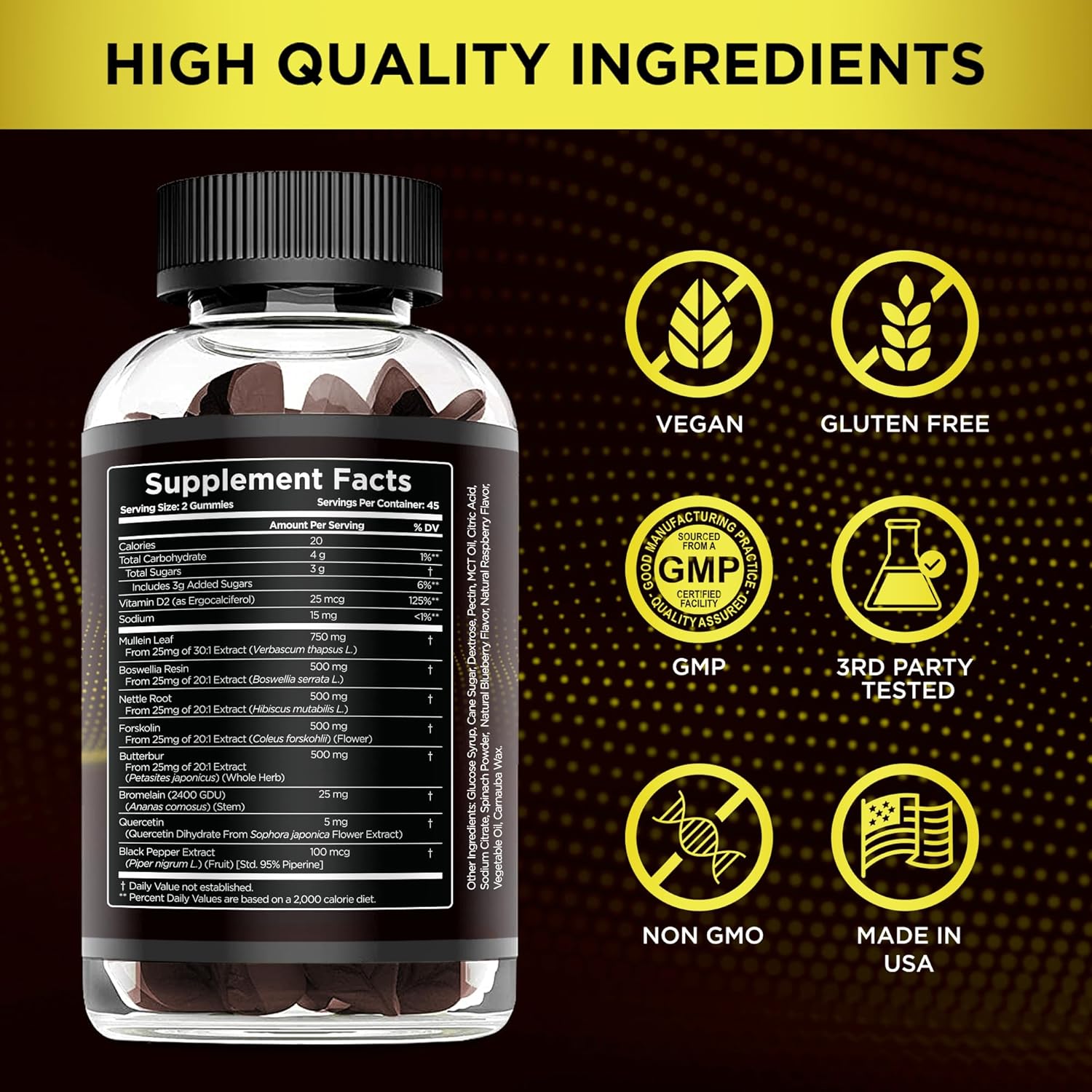 Effective Nutra 9In1 Mullein Gummies | Lung And Sinus Support For Cleanse, Clarity, And Relief | Vegan, Gluten-Free, Non-Gmo Supplement | Natural Berry Flavor, 45-Day Supply, Made In Usa (90Ct) : Health & Household